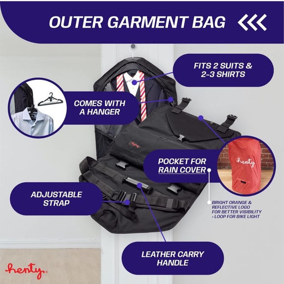 Henty CoPilot Messenger: Convertible Garment Bag, Black. Like New Condition - Picture 10 of 12